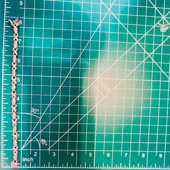 Sonia Hou Signed Silver-Tone Accent Infinity-Link Tennis Bracelet Secure Clasp - Picture 7 of 7